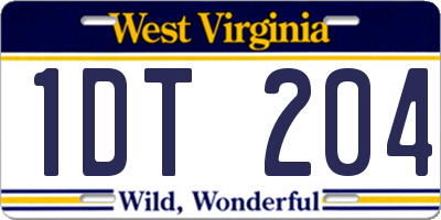 WV license plate 1DT204