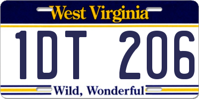 WV license plate 1DT206