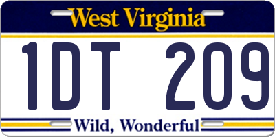 WV license plate 1DT209