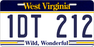 WV license plate 1DT212