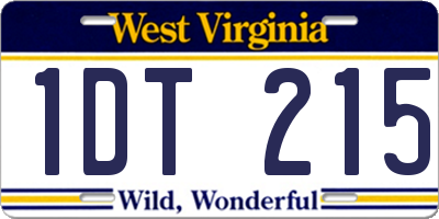 WV license plate 1DT215