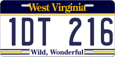 WV license plate 1DT216