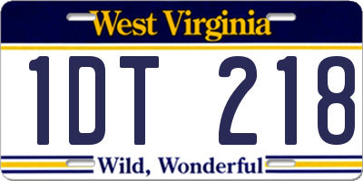 WV license plate 1DT218