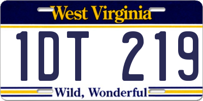 WV license plate 1DT219