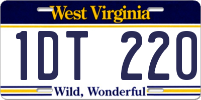 WV license plate 1DT220