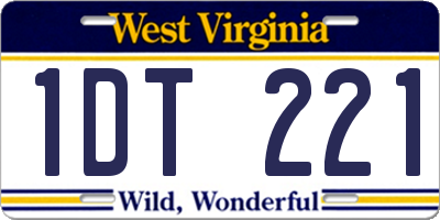 WV license plate 1DT221