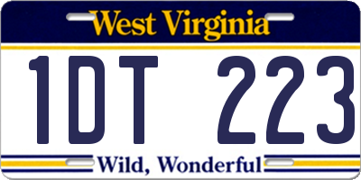 WV license plate 1DT223