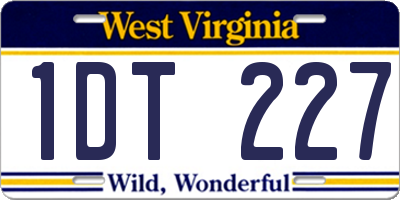 WV license plate 1DT227