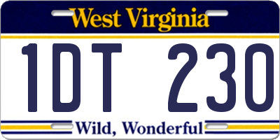 WV license plate 1DT230