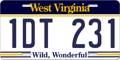 WV license plate 1DT231