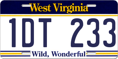 WV license plate 1DT233
