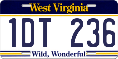 WV license plate 1DT236