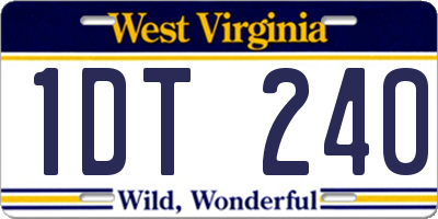 WV license plate 1DT240
