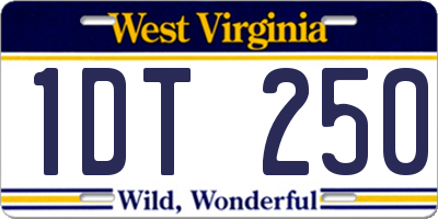 WV license plate 1DT250