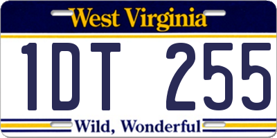 WV license plate 1DT255