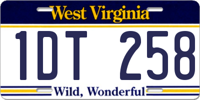 WV license plate 1DT258
