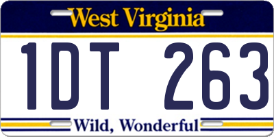 WV license plate 1DT263