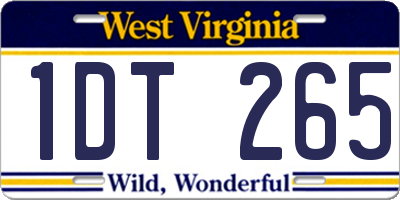 WV license plate 1DT265