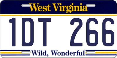 WV license plate 1DT266