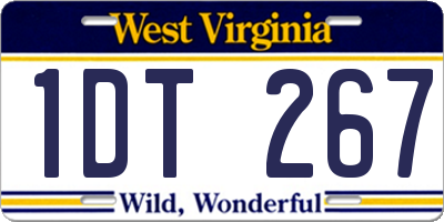 WV license plate 1DT267