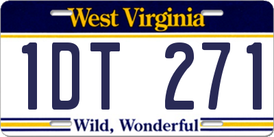 WV license plate 1DT271