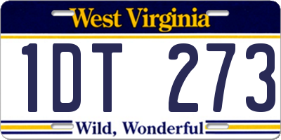 WV license plate 1DT273
