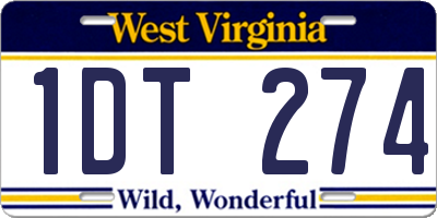 WV license plate 1DT274