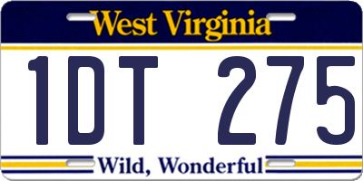 WV license plate 1DT275
