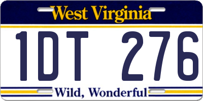 WV license plate 1DT276