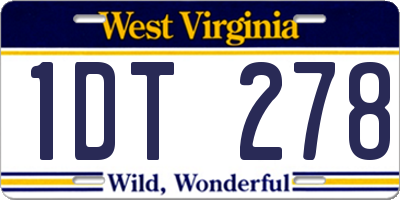 WV license plate 1DT278