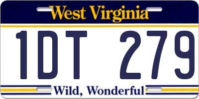 WV license plate 1DT279