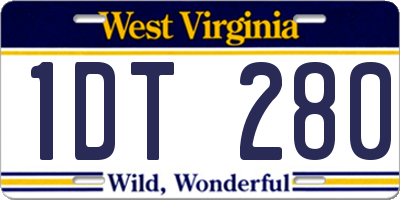 WV license plate 1DT280