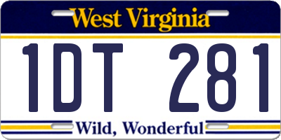 WV license plate 1DT281