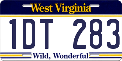 WV license plate 1DT283