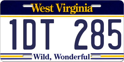 WV license plate 1DT285