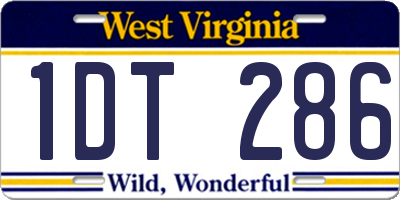 WV license plate 1DT286