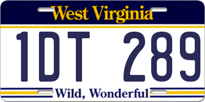 WV license plate 1DT289