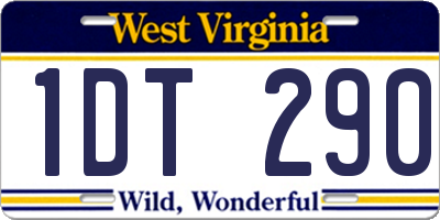 WV license plate 1DT290