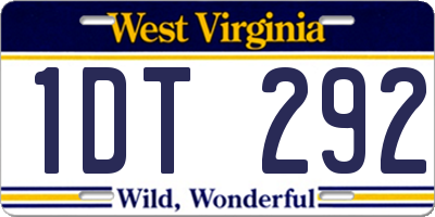 WV license plate 1DT292