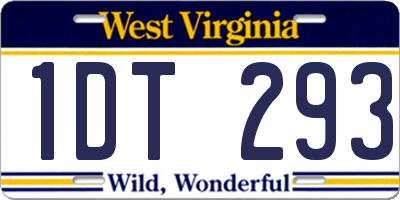 WV license plate 1DT293