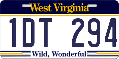 WV license plate 1DT294