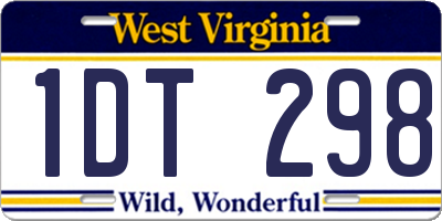 WV license plate 1DT298