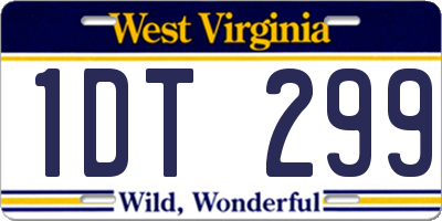 WV license plate 1DT299