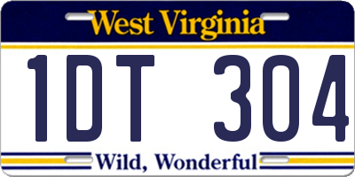 WV license plate 1DT304