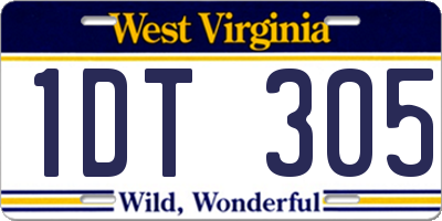 WV license plate 1DT305