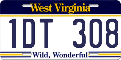 WV license plate 1DT308