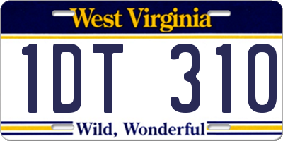 WV license plate 1DT310