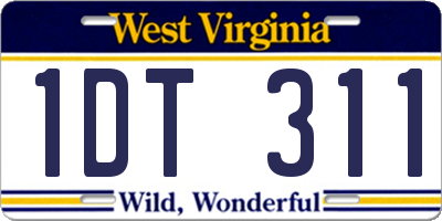 WV license plate 1DT311