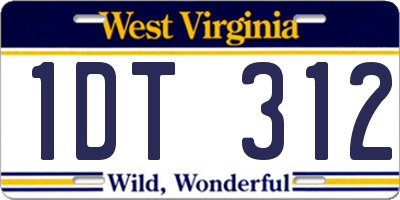 WV license plate 1DT312