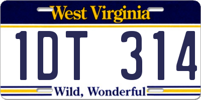 WV license plate 1DT314